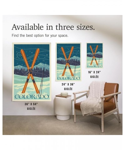 16x24 Inch Giclee Art Print Wall Decor, Colorado, Crossed Skis, Letterpress $23.59 Totes