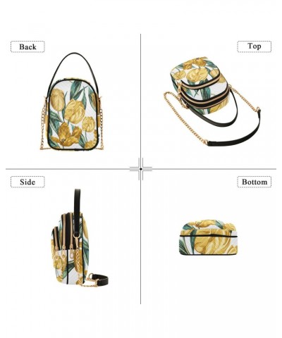 Cell Phone Purse Golden Tulip Green Leaves Crossbody Handbag Durable Shoulder Bag Sturdy Travel Pouch Compact Chic Bag for Wo...