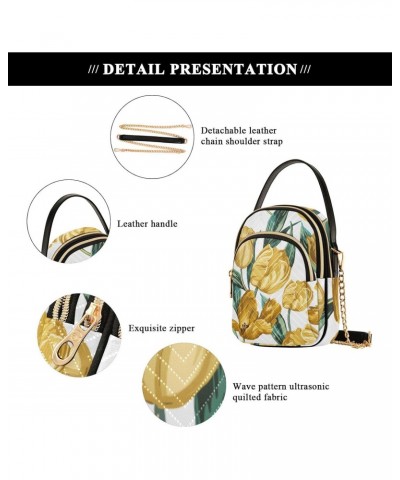 Cell Phone Purse Golden Tulip Green Leaves Crossbody Handbag Durable Shoulder Bag Sturdy Travel Pouch Compact Chic Bag for Wo...