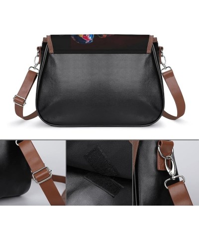 Printed Crossbody Bags Women City Leather Shoulder Bag Satchel Hobo Bags Trendy Seabed Colorful Fish Color11 $28.49 Hobo Bags