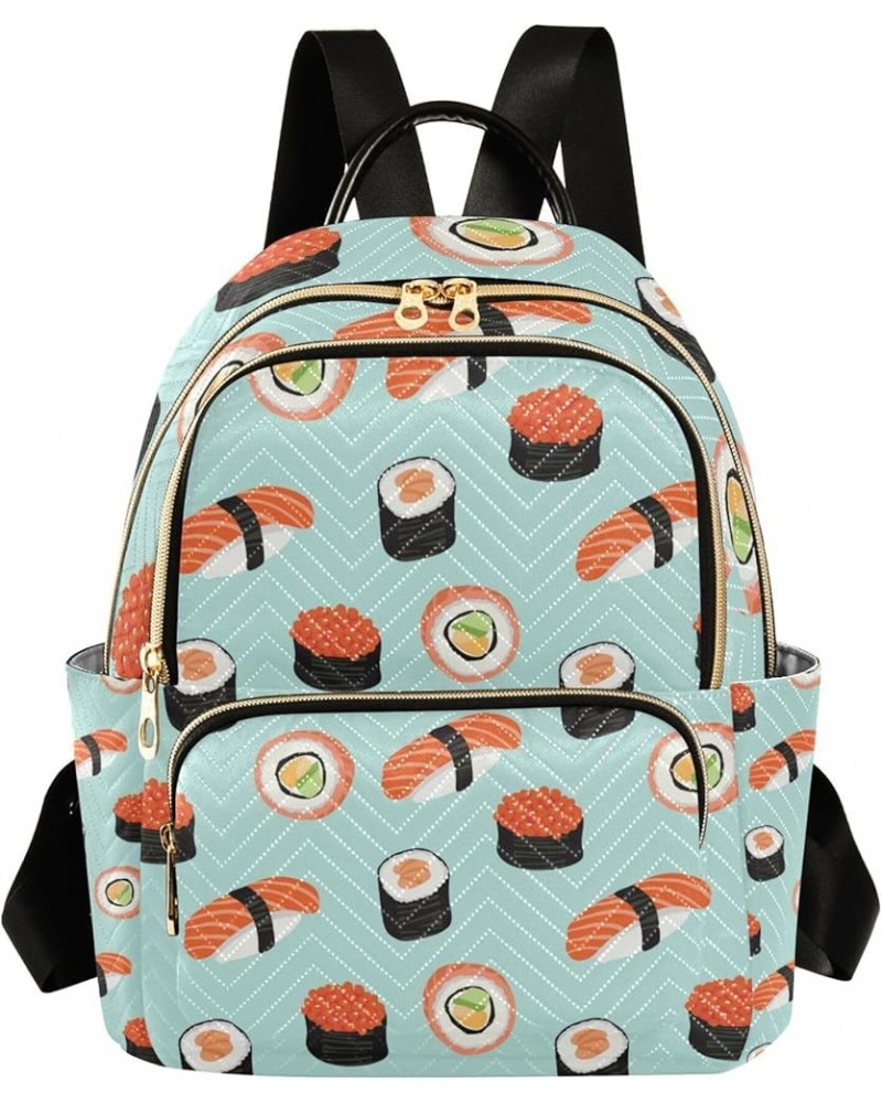 Sushi and Nigiri Cartoon Backpack for Women, Anti Theft Backpack Lightweight Small Travel Backpack Shoulder Bag Small(11.41''...