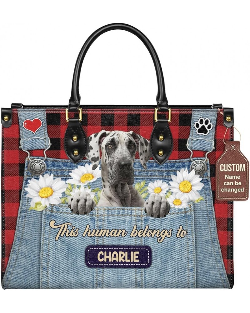 Personalized Great Dane Dog Handbags, Custom Name Dog Leather Bags, Purses, Shoulder Bag, Gift For Dog Mom Dog Lover Style 8 ...