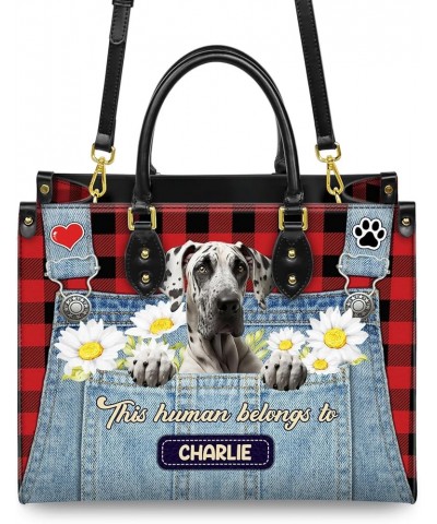 Personalized Great Dane Dog Handbags, Custom Name Dog Leather Bags, Purses, Shoulder Bag, Gift For Dog Mom Dog Lover Style 8 ...