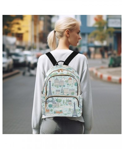 Small Backpack Purse for Women, Cartoon Eiffel Tower Travel Bag Casual Daypack Shoulder Bag Medium $19.07 Backpacks