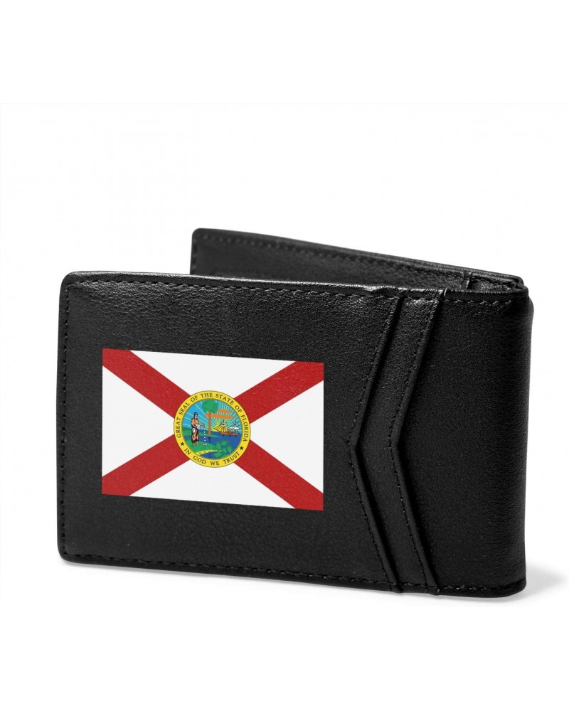 for State of Florida Flag Black PU Leather Slim RFID Resistant Bi-fold Men Wallet $17.79 Wallets