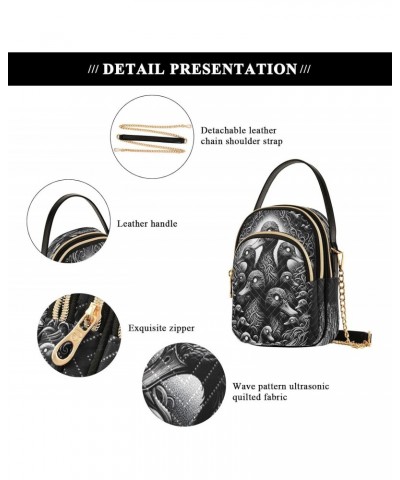 Cool Ducks Crossbody Bags for Women Quilted Shoulder Bag Handbag with Chain Strap Dark Black Trendy Cross Body Cell Phone Cro...