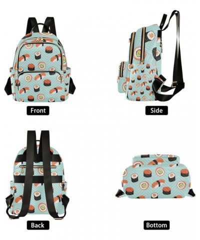 Sushi and Nigiri Cartoon Backpack for Women, Anti Theft Backpack Lightweight Small Travel Backpack Shoulder Bag Small(11.41''...