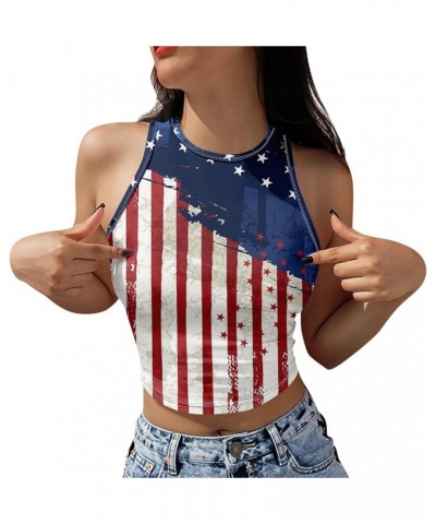 Going Out Tops for Women American Flag Round Neck Work Shirt Sleeveless Casual Tank Tops 2024 Summer Basic Tops 1-dark Blue $...