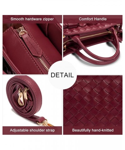 Woven Bag for Women, Small Tote Bag Hobo Bag Crossbody Bags PU Leather Handmade Woven Purses Gift For Women Wine Red $22.55 T...