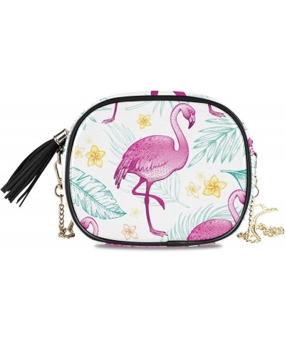 Women's Flamingo Tropical Plant Yellow Flower Crossbody Bag Fashion Purses Bag Cross Body Bag Shoulder Handbag with Adjustabl...