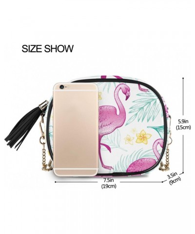 Women's Flamingo Tropical Plant Yellow Flower Crossbody Bag Fashion Purses Bag Cross Body Bag Shoulder Handbag with Adjustabl...