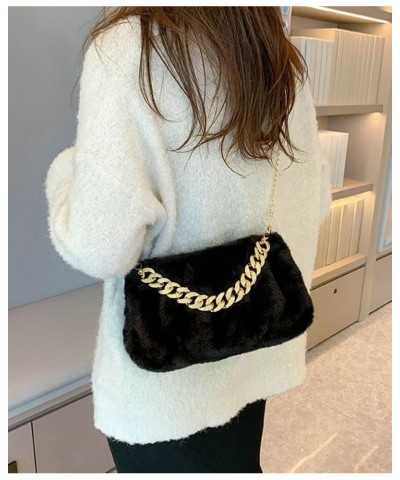 Furry Shoulder Crossbody Bag for Women Fuzzy Faux Fur Hobo Tote Handbag Plush Handbag Pearl Chain Armpit Purse Chain Khaki $1...