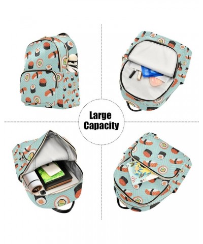 Sushi and Nigiri Cartoon Backpack for Women, Anti Theft Backpack Lightweight Small Travel Backpack Shoulder Bag Small(11.41''...