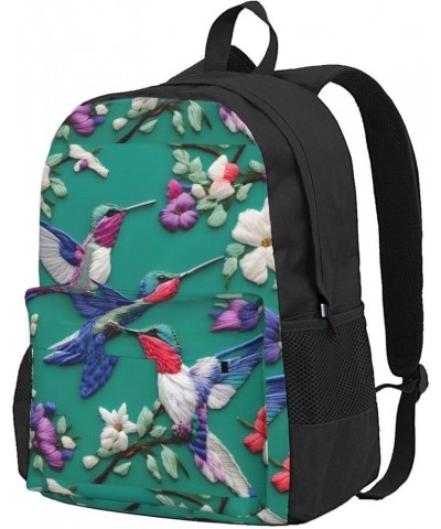 Flower Hummingbirds Embroidery Print Storage Bag, Shoulder Bag, Leisure Bag, Large Capacity Leisure Sports Shoulder Bag Flowe...