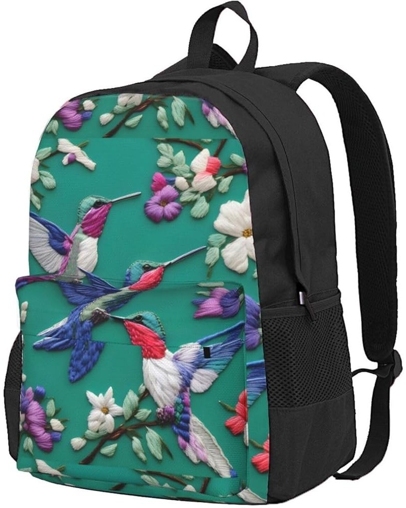 Flower Hummingbirds Embroidery Print Storage Bag, Shoulder Bag, Leisure Bag, Large Capacity Leisure Sports Shoulder Bag Flowe...