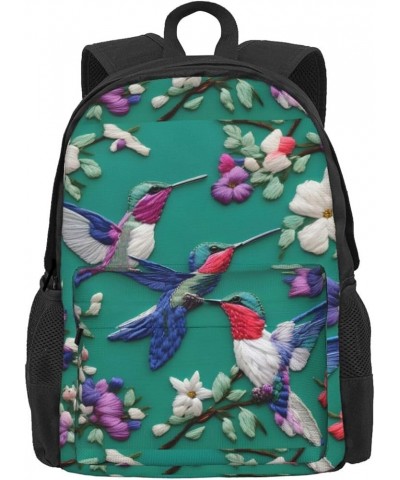 Flower Hummingbirds Embroidery Print Storage Bag, Shoulder Bag, Leisure Bag, Large Capacity Leisure Sports Shoulder Bag Flowe...