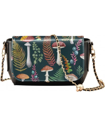 Fern Mushroom Crossbody Bags for Women Retro Cross Body Purse Small PU Leather Shoulder Handbags with Chain Strap $18.19 Cros...