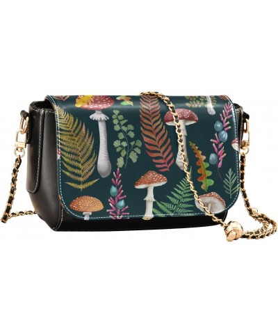 Fern Mushroom Crossbody Bags for Women Retro Cross Body Purse Small PU Leather Shoulder Handbags with Chain Strap $18.19 Cros...