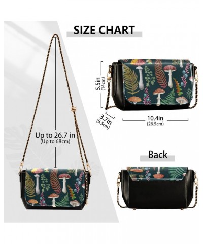 Fern Mushroom Crossbody Bags for Women Retro Cross Body Purse Small PU Leather Shoulder Handbags with Chain Strap $18.19 Cros...