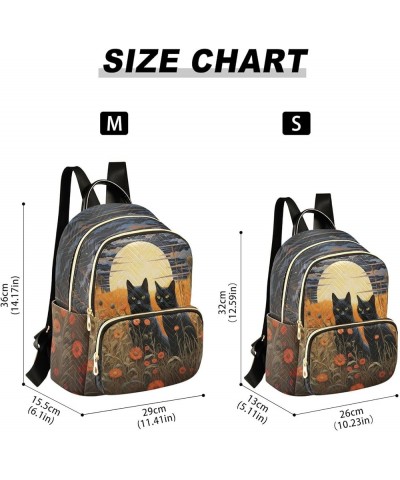 Black Cat under Night Light Fashion Travel Backpack for Women Multi Pockets Lightweight Purse for Women-S Multicolor Small $1...