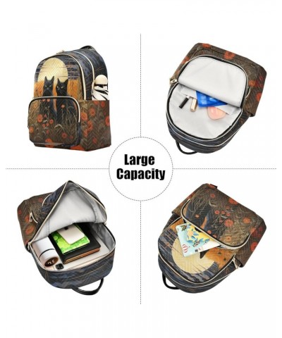 Black Cat under Night Light Fashion Travel Backpack for Women Multi Pockets Lightweight Purse for Women-S Multicolor Small $1...