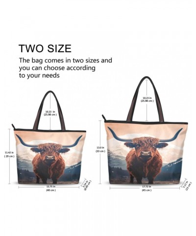 Highland Cow Tote Bag for Women Casual Shoulder Bag Women Hobo Bag Top Handle Handbag for Shopping Travel Work $12.59 Totes