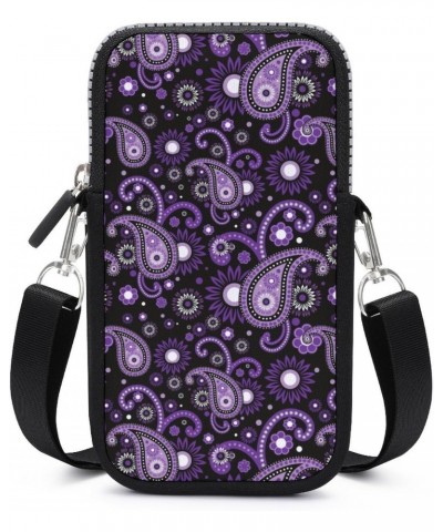 Purple Paisley Unisex Cross-Body Bags Small Phone Purses Wallet Shoulder Bag Pouch for Travel Beach Workout $11.70 Crossbody ...