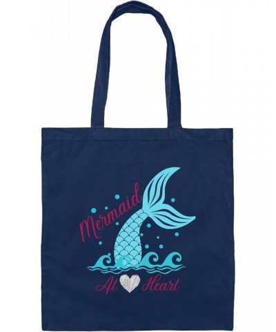 Mermaid Lovers Graphic Gift Ideal for Fans of the Sea World Navy Black Multicolor Canvas Tote Bag $13.05 Totes