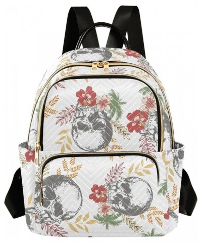 Flower with Leave and Branches Skull Casual Fashion Polyester Travel Rucksack Shoulder Bag Color Small $19.23 Backpacks