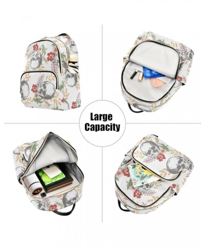 Flower with Leave and Branches Skull Casual Fashion Polyester Travel Rucksack Shoulder Bag Color Small $19.23 Backpacks