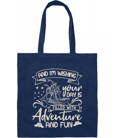 Columbus Day Gifts for Adventure Lovers Wish a Day Filled with Fun Navy Black Multicolor Canvas Tote Bag $14.78 Totes