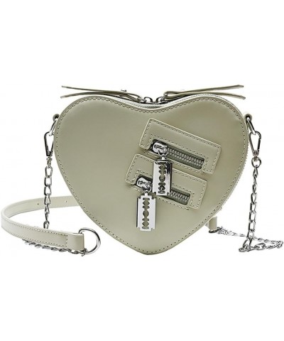 Heart Hobo Bag Women Chic Zipper Handbag Purse Fashion Cute Designer Chain Crossbody Shoulder Bag Green $14.43 Totes