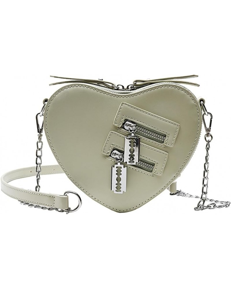 Heart Hobo Bag Women Chic Zipper Handbag Purse Fashion Cute Designer Chain Crossbody Shoulder Bag Green $14.43 Totes