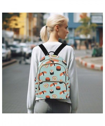 Sushi and Nigiri Cartoon Backpack for Women, Anti Theft Backpack Lightweight Small Travel Backpack Shoulder Bag Small(11.41''...