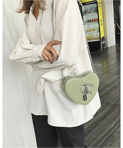 Heart Hobo Bag Women Chic Zipper Handbag Purse Fashion Cute Designer Chain Crossbody Shoulder Bag Green $14.43 Totes