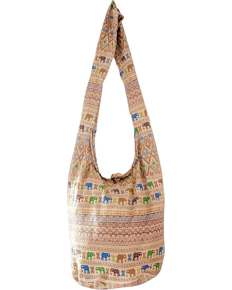 Sling Bag Cotton - Large Boho Hippie Hobo Handbag - 40 Prints - unisex Crossbody Bag Aztec Sd Beige $10.99 Hobo Bags