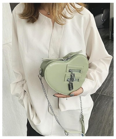 Heart Hobo Bag Women Chic Zipper Handbag Purse Fashion Cute Designer Chain Crossbody Shoulder Bag Green $14.43 Totes