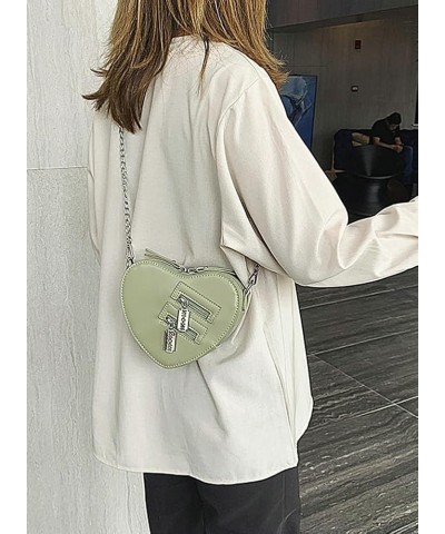 Heart Hobo Bag Women Chic Zipper Handbag Purse Fashion Cute Designer Chain Crossbody Shoulder Bag Green $14.43 Totes