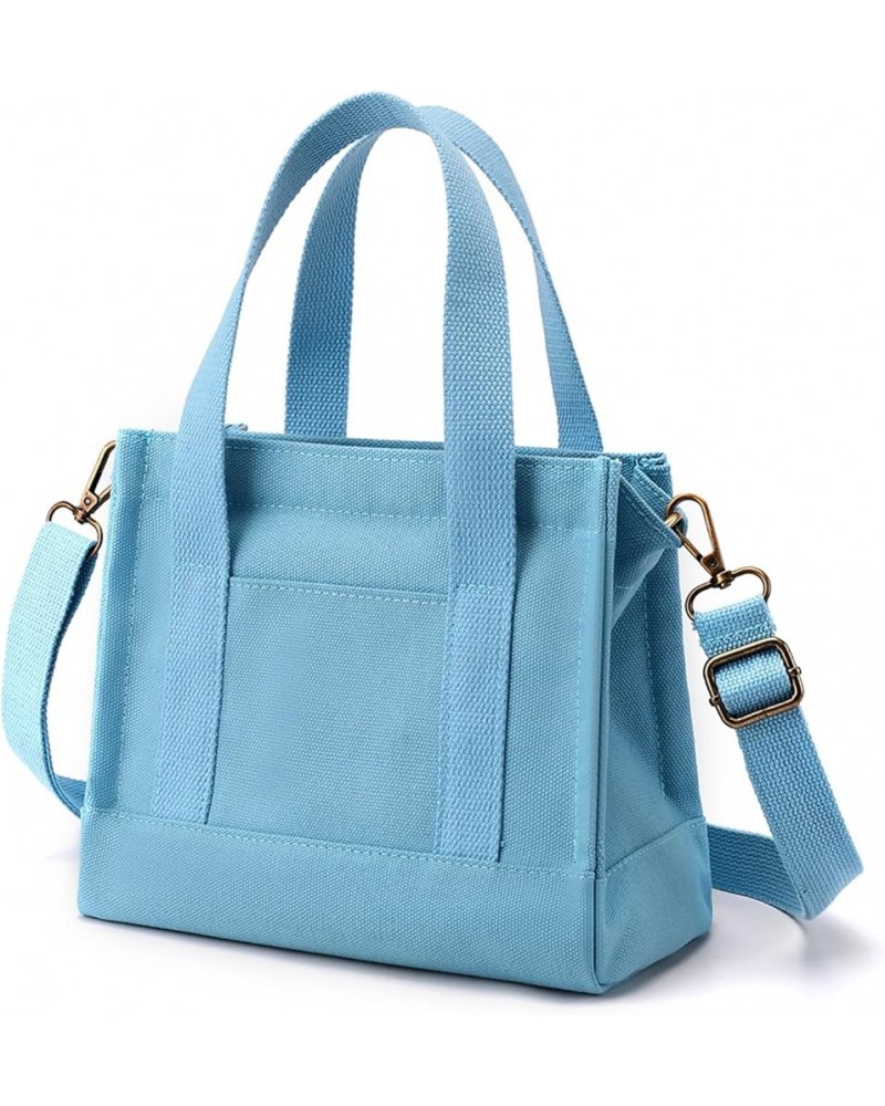 Tote Bag Women Canvas Bags Crossbody Bag for Women Mini Travel Bags Handbags Square Satchel Bags Solid Color Blue $13.58 Totes