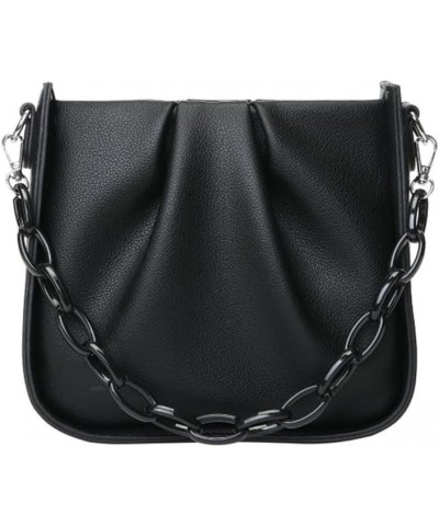 Women Shoulder Bag Chain Underarm Bags Pleated Small Handbag Purse Satchel Black $15.39 Satchels