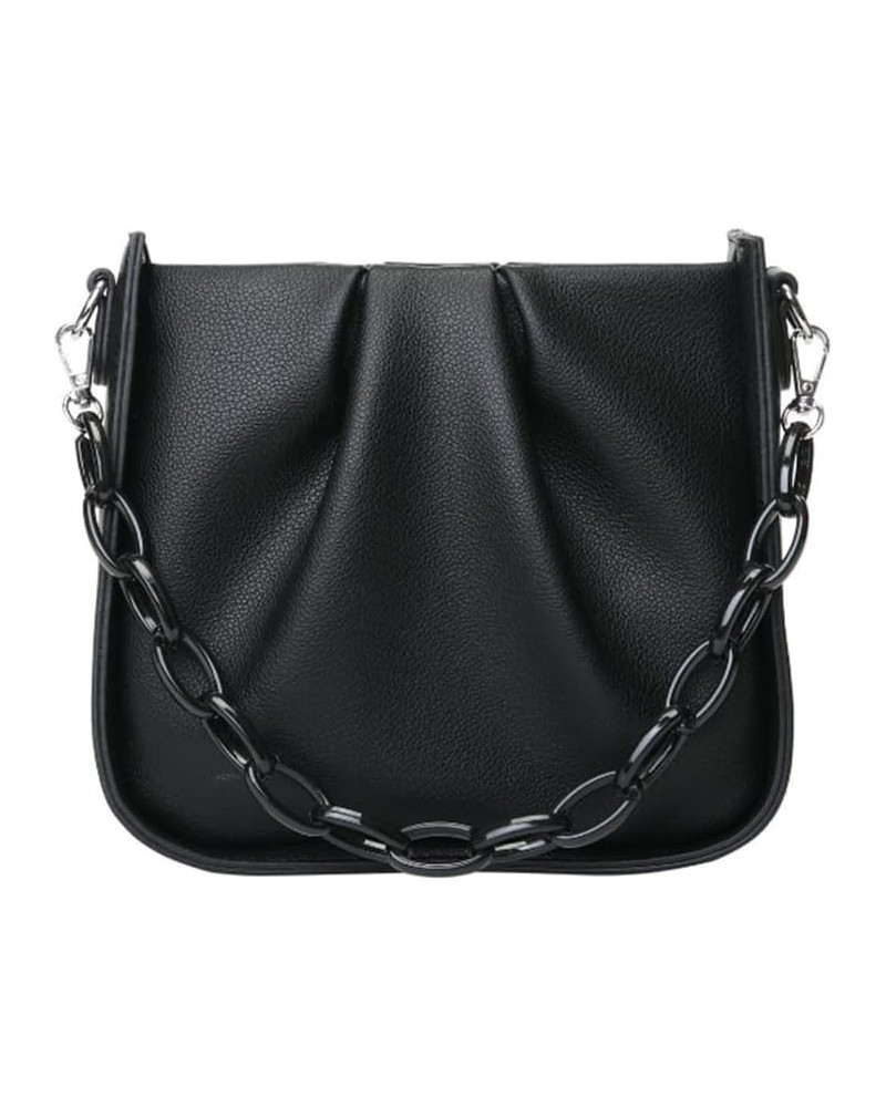 Women Shoulder Bag Chain Underarm Bags Pleated Small Handbag Purse Satchel Black $15.39 Satchels