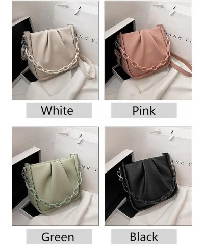 Women Shoulder Bag Chain Underarm Bags Pleated Small Handbag Purse Satchel Black $15.39 Satchels