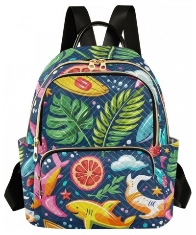 Mini Backpack Purse for Women, Rainbow Shark Leave Fruits Travel Bag Casual Daypack Shoulder Bag Medium $18.55 Backpacks