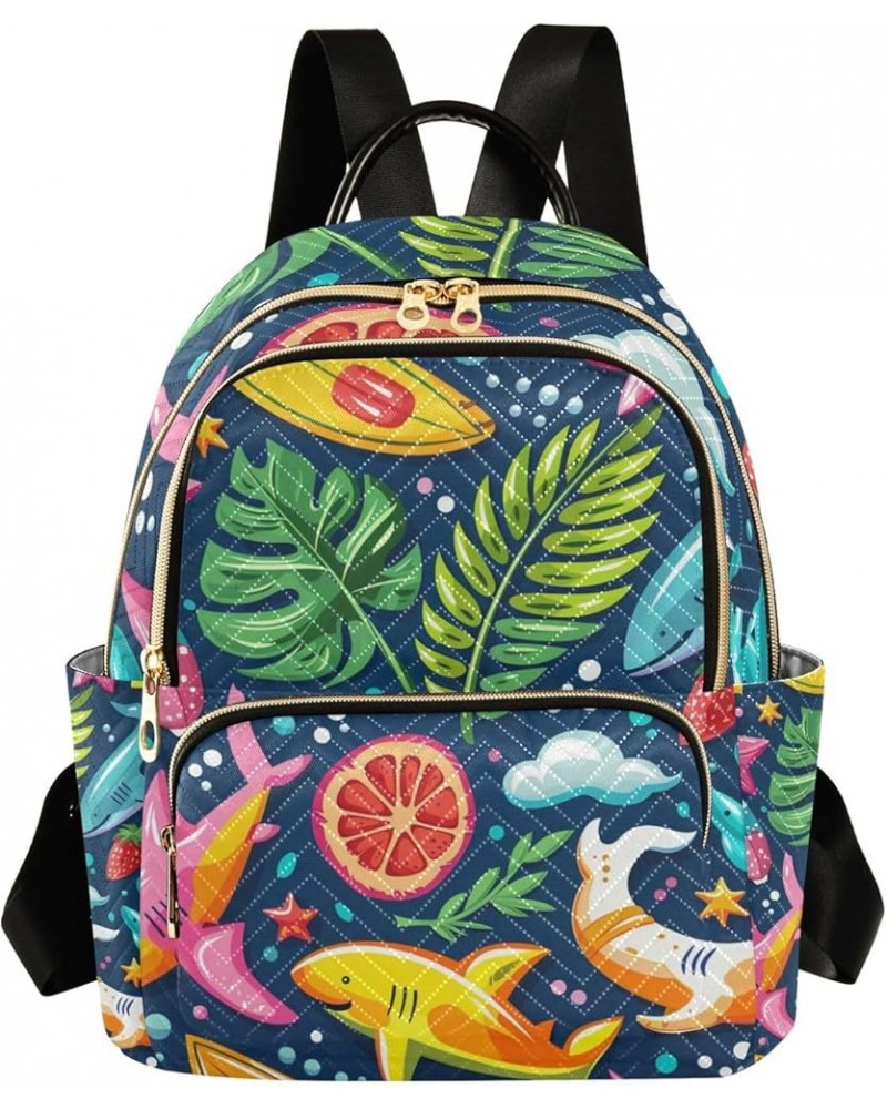 Mini Backpack Purse for Women, Rainbow Shark Leave Fruits Travel Bag Casual Daypack Shoulder Bag Medium $18.55 Backpacks