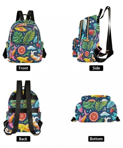 Mini Backpack Purse for Women, Rainbow Shark Leave Fruits Travel Bag Casual Daypack Shoulder Bag Medium $18.55 Backpacks