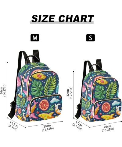 Mini Backpack Purse for Women, Rainbow Shark Leave Fruits Travel Bag Casual Daypack Shoulder Bag Medium $18.55 Backpacks