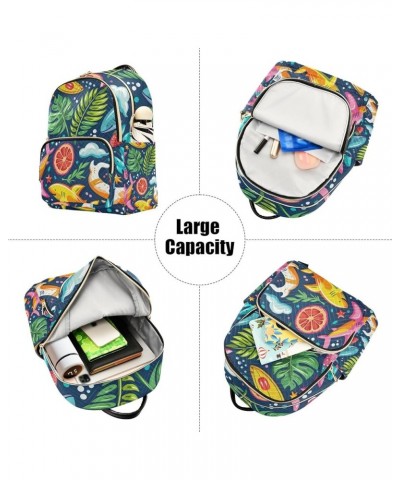 Mini Backpack Purse for Women, Rainbow Shark Leave Fruits Travel Bag Casual Daypack Shoulder Bag Medium $18.55 Backpacks