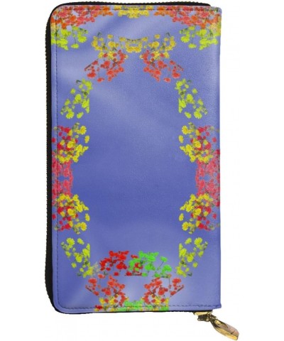 ring of flowers pattern Leather long clutch wallet : Comfortable, lightweight, waterproof, durable 7.48 x 4.13 in $20.91 Clut...