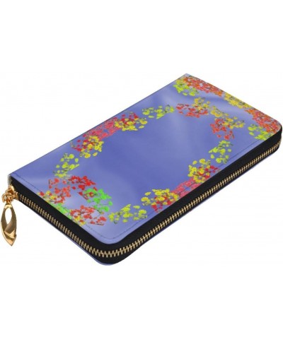 ring of flowers pattern Leather long clutch wallet : Comfortable, lightweight, waterproof, durable 7.48 x 4.13 in $20.91 Clut...