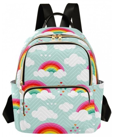 Cartoon Rainbow Heart Clouds Fashion Backpack Purse for Women Multipurpose Casual Daypack with Multi Pockets & Secured Zipper...